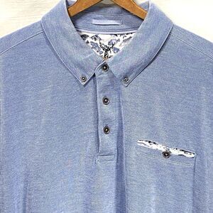 Age Of Wisdom NICOBY Polo Shirt Short Sleeve Button Collar Pocket Mens 2XL Blue